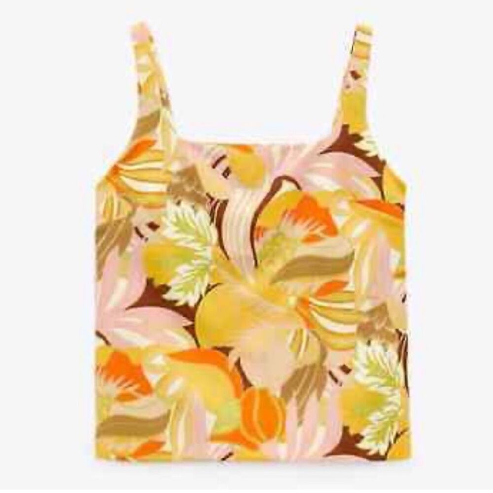 Zara Yellow and Orange Floral Print Tank